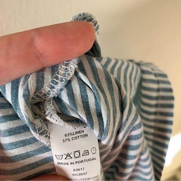 Tocoto Vintage Linen Blend Striped Skirt - Picture 7 of 8